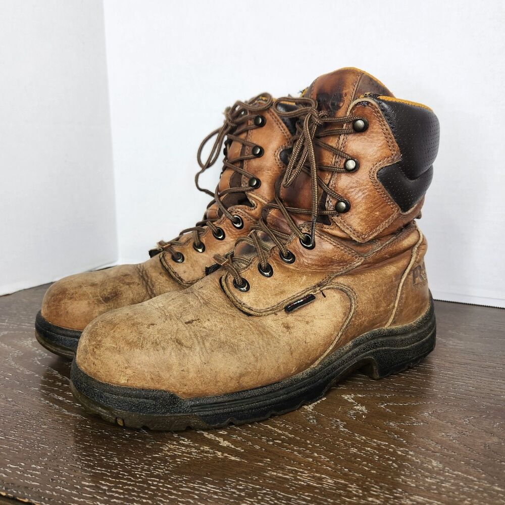 Timberland Pro Mens Titan Safety Toe Lace Up Leather Boots 8.5 Brown